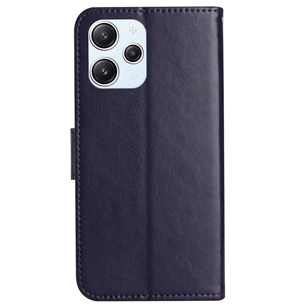 For Xiaomi Redmi 12 4G Wallet Stand Phone Case Butterfly Flower Imprinted PU Leather Cover