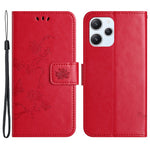 For Xiaomi Redmi 12 4G Wallet Stand Phone Case Butterfly Flower Imprinted PU Leather Cover
