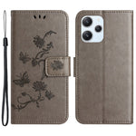 For Xiaomi Redmi 12 4G Wallet Stand Phone Case Butterfly Flower Imprinted PU Leather Cover