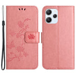 For Xiaomi Redmi 12 4G Wallet Stand Phone Case Butterfly Flower Imprinted PU Leather Cover
