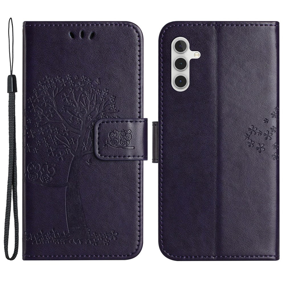 Wallet Case for Samsung Galaxy S23 FE Owl Tree Imprinted PU Leather Stand Phone Cover