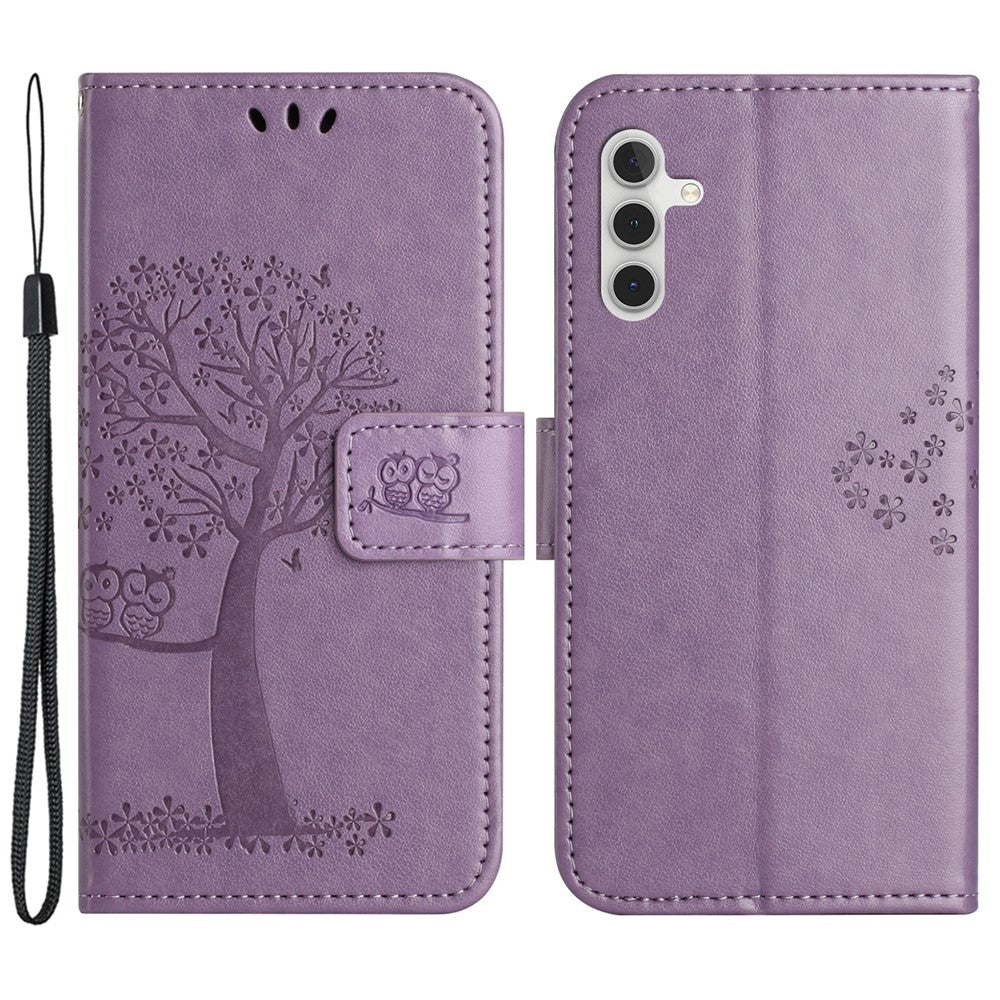 Wallet Case for Samsung Galaxy S23 FE Owl Tree Imprinted PU Leather Stand Phone Cover