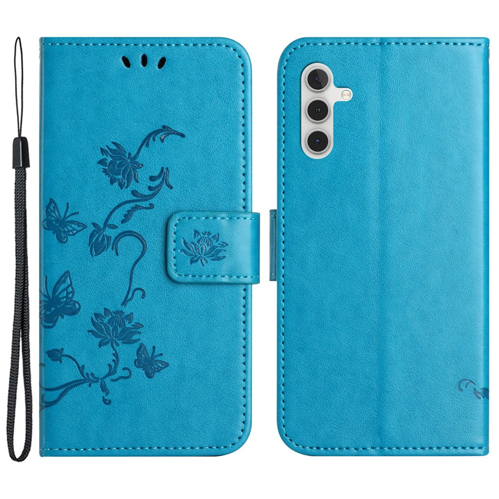 For Samsung Galaxy S23 FE PU Leather Wallet Phone Case Butterfly Flower Imprinted Stand Cover