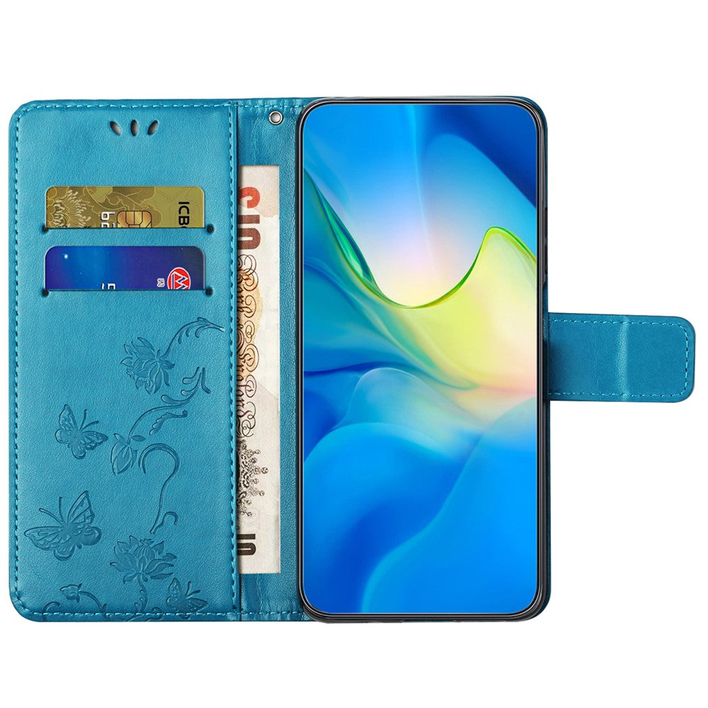 For Samsung Galaxy S23 FE PU Leather Wallet Phone Case Butterfly Flower Imprinted Stand Cover