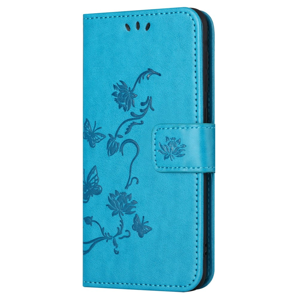 For Samsung Galaxy S23 FE PU Leather Wallet Phone Case Butterfly Flower Imprinted Stand Cover