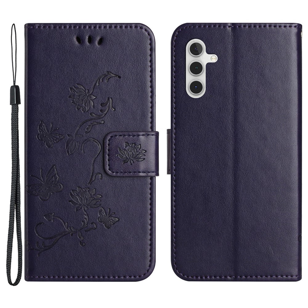 For Samsung Galaxy S23 FE PU Leather Wallet Phone Case Butterfly Flower Imprinted Stand Cover