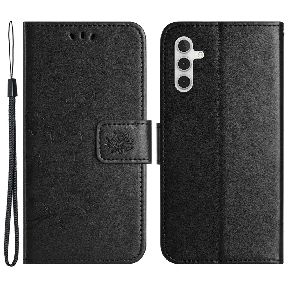 For Samsung Galaxy S23 FE PU Leather Wallet Phone Case Butterfly Flower Imprinted Stand Cover