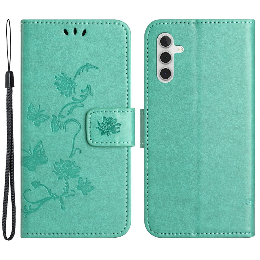 For Samsung Galaxy S23 FE PU Leather Wallet Phone Case Butterfly Flower Imprinted Stand Cover