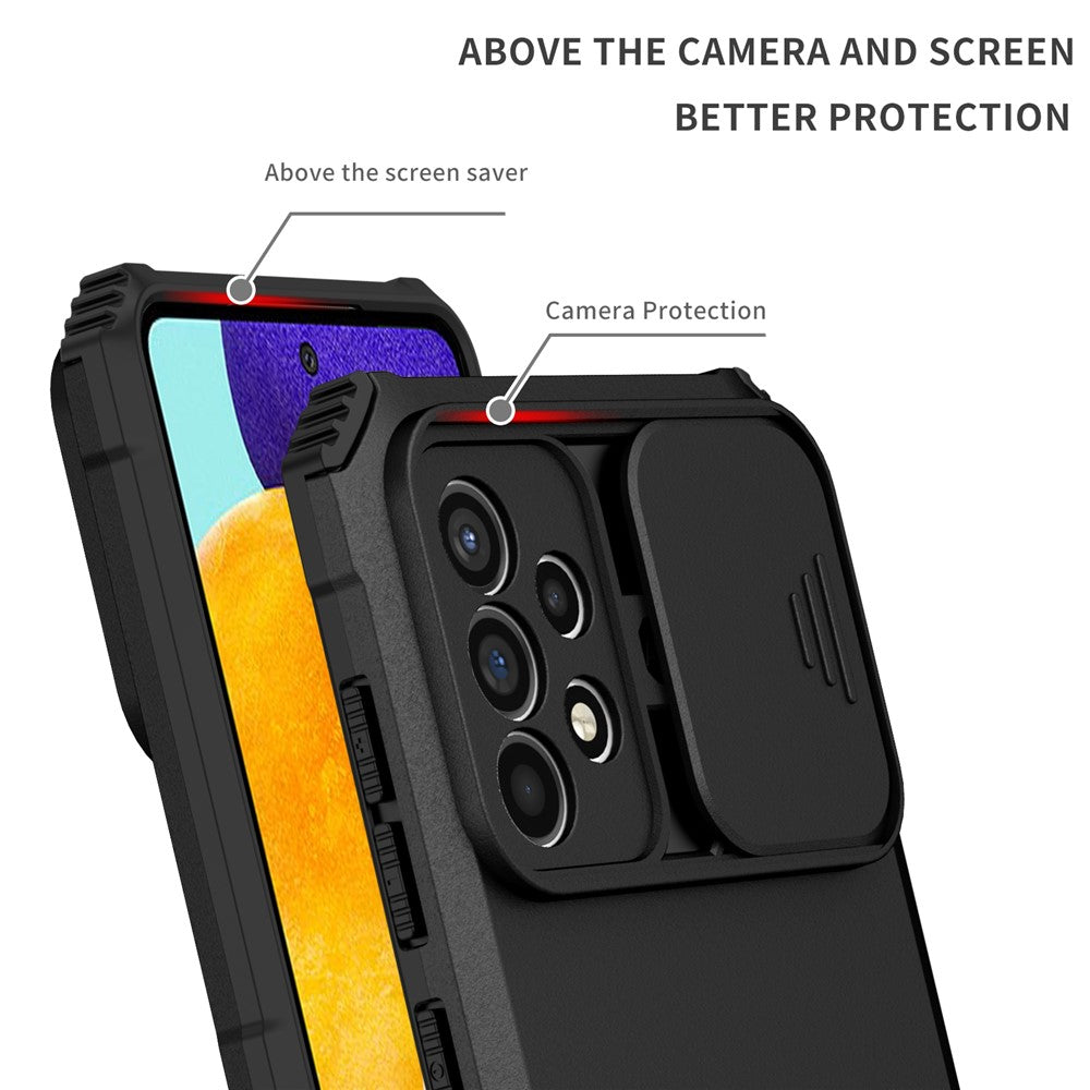For Samsung Galaxy A52 4G / A52 5G / A52s 5G PC+TPU Kickstand Cover Slide Camera Lid Phone Case