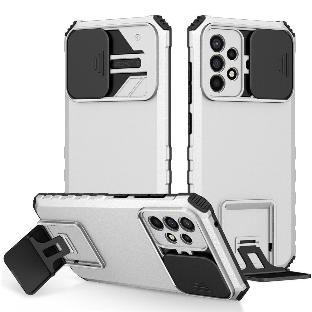 For Samsung Galaxy A52 4G / A52 5G / A52s 5G PC+TPU Kickstand Cover Slide Camera Lid Phone Case