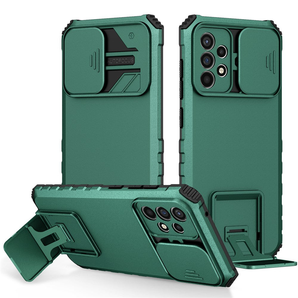 For Samsung Galaxy A52 4G / A52 5G / A52s 5G PC+TPU Kickstand Cover Slide Camera Lid Phone Case