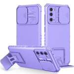Samsung Galaxy S20 FE 4G / FE 5G / Lite / FE 2022 Skjutbart kameralock Bakstycke Stativ PC+TPU mobilskal