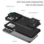 For Samsung Galaxy A23 4G / A23 5G (Global Version) Slide Camera Lid Phone Case PC+TPU Kickstand Cover