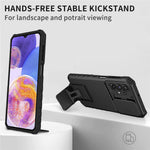 For Samsung Galaxy A23 4G / A23 5G (Global Version) Slide Camera Lid Phone Case PC+TPU Kickstand Cover
