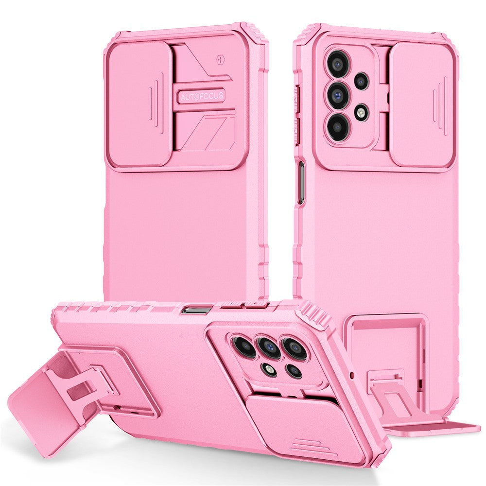 For Samsung Galaxy A23 4G / A23 5G (Global Version) Slide Camera Lid Phone Case PC+TPU Kickstand Cover