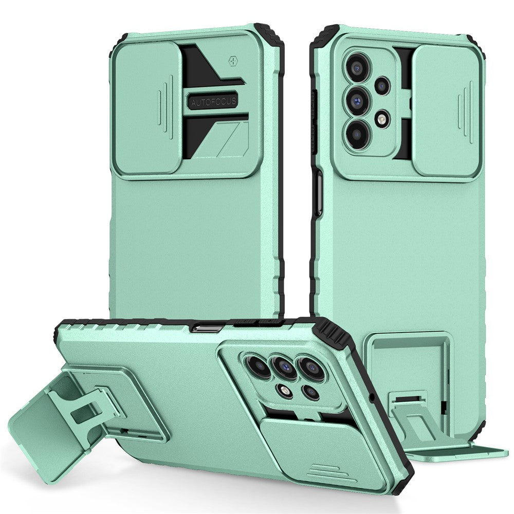 For Samsung Galaxy A23 4G / A23 5G (Global Version) Slide Camera Lid Phone Case PC+TPU Kickstand Cover