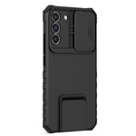 For Samsung Galaxy S22+ 5G Slide Lens Shield Anti-fall Cover Kickstand PC+TPU Phone Case