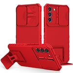 For Samsung Galaxy S22+ 5G Slide Lens Shield Anti-fall Cover Kickstand PC+TPU Phone Case