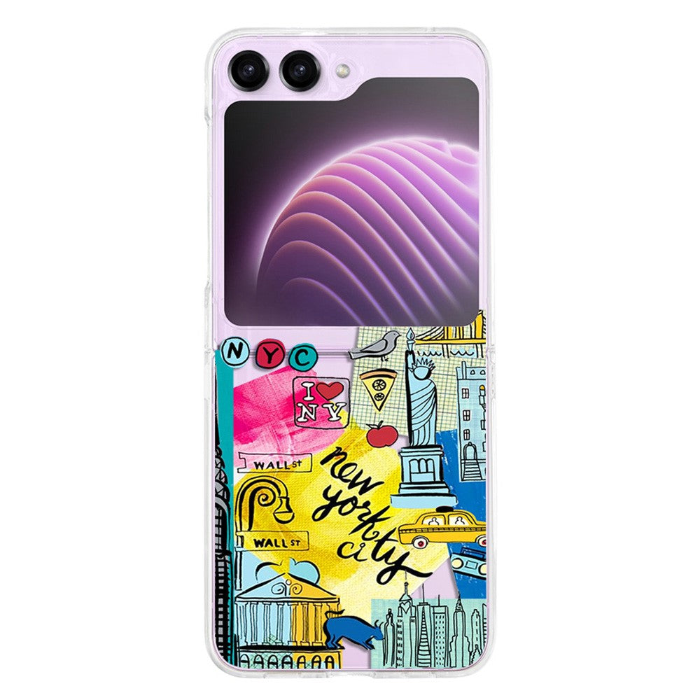 Hårdt PC-telefoncover til Samsung Galaxy Z Flip5 5G med mønstertryk, beskyttende telefoncover