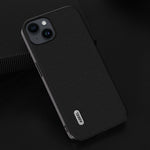 ABEEL For iPhone 15 Shockproof Phone Cover Genuine Cow Leather Coated PC+TPU Textured Case