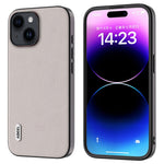 ABEEL For iPhone 15 Shockproof Phone Cover Genuine Cow Leather Coated PC+TPU Textured Case