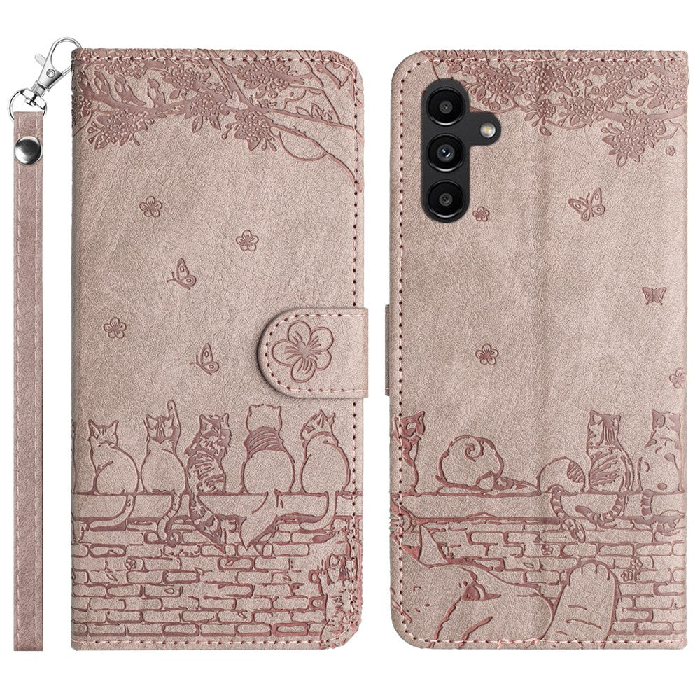 For Samsung Galaxy A24 4G (162.1 x 77.6 x 8.3mm) Phone Case Stand Wallet PU Leather Cover with Strap