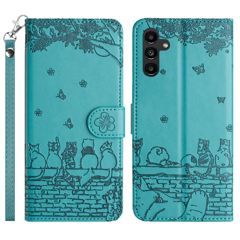 For Samsung Galaxy A24 4G (162.1 x 77.6 x 8.3mm) Phone Case Stand Wallet PU Leather Cover with Strap