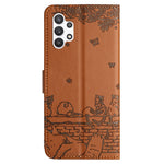 Samsung Galaxy A13 4G / A04s 4G (164,7 mm) / A04 4G / M13 5G Stötsäkert mobilskal Präglat stativ Plånbok Lädermobilskal med rem