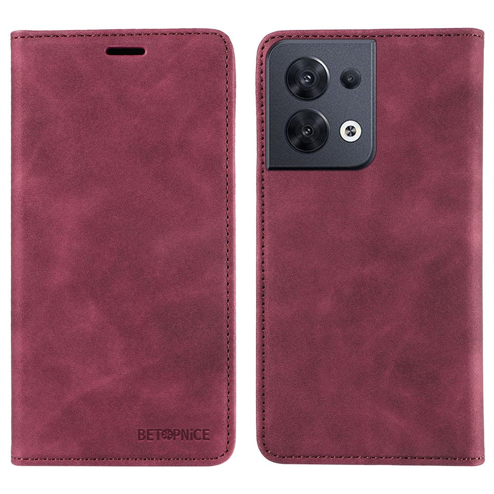 BETOPNICE 003 Wallet Shell for Oppo Reno8 5G (Global Version) RFID Blocking Leather Phone Case Stand Cover