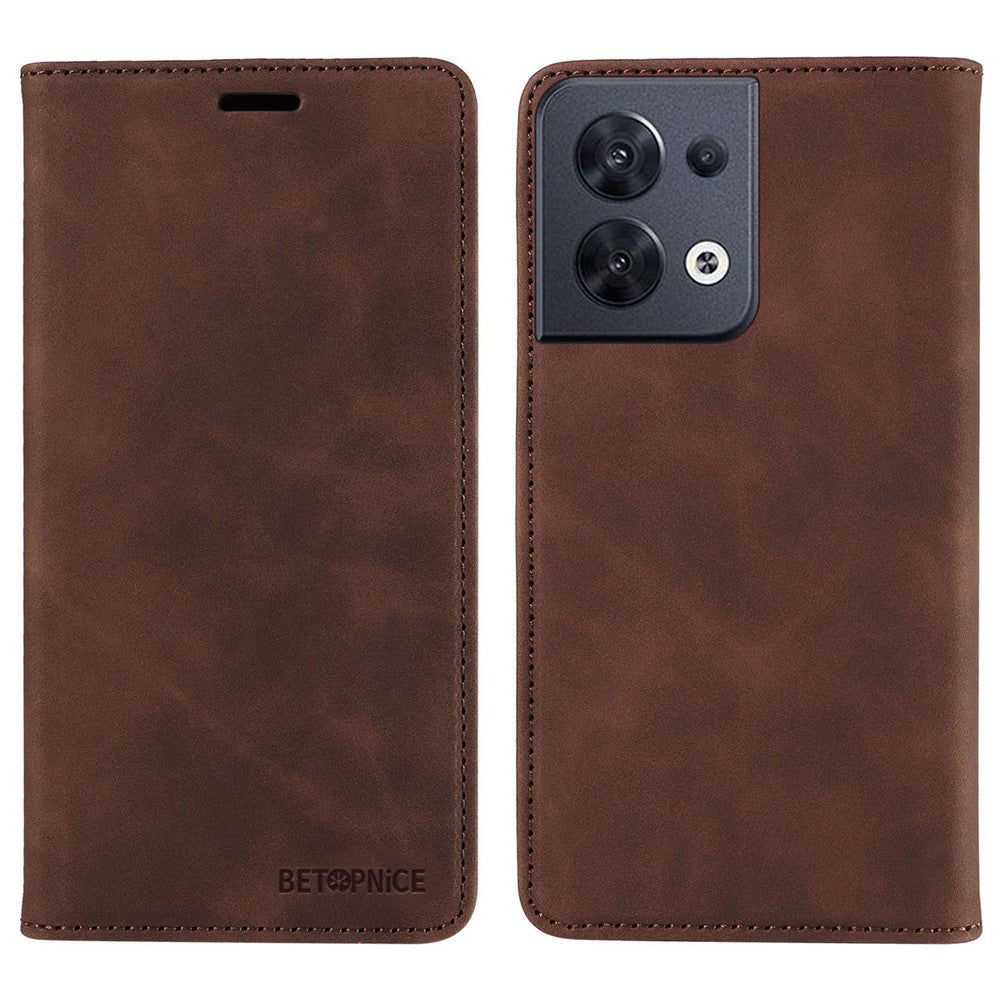 BETOPNICE 003 Wallet Shell for Oppo Reno8 5G (Global Version) RFID Blocking Leather Phone Case Stand Cover