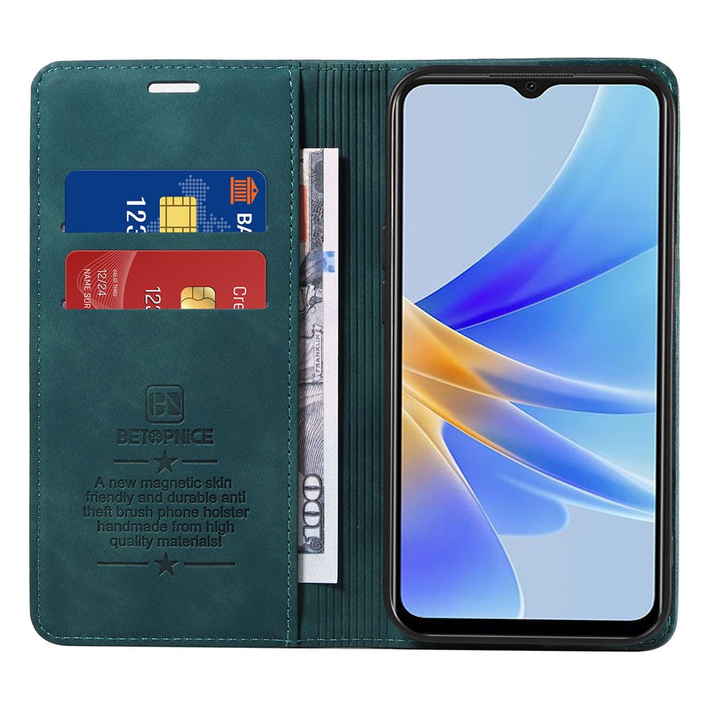 BETOPNICE 003 Wallet Shell for Oppo A17 4G / A17k 4G Leather Phone Case RFID Blocking Foldable Stand Cover