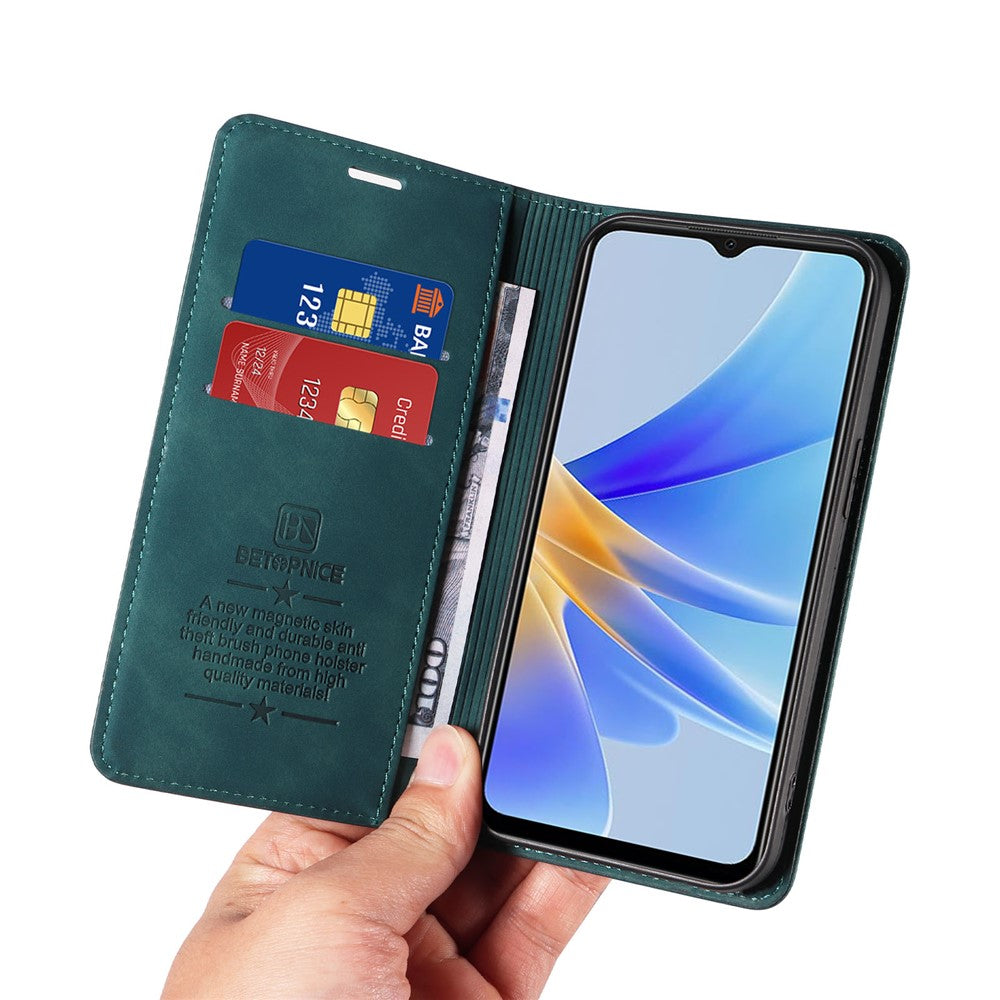BETOPNICE 003 Wallet Shell for Oppo A17 4G / A17k 4G Leather Phone Case RFID Blocking Foldable Stand Cover