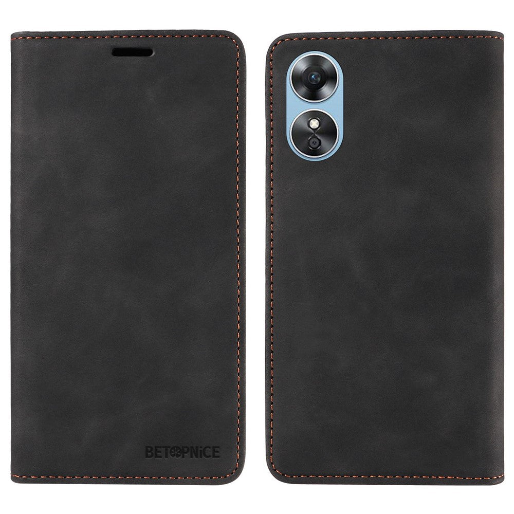 BETOPNICE 003 Wallet Shell for Oppo A17 4G / A17k 4G Leather Phone Case RFID Blocking Foldable Stand Cover