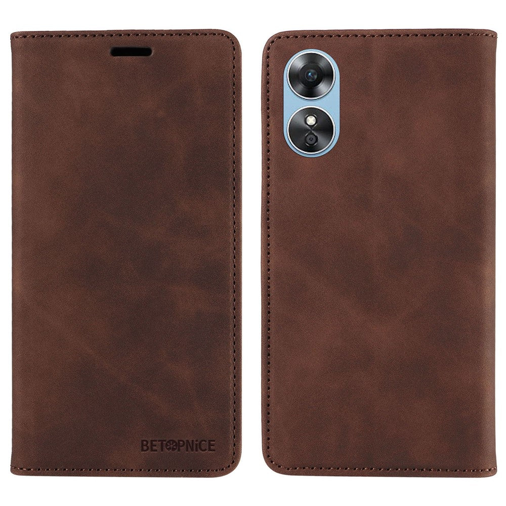 BETOPNICE 003 Wallet Shell for Oppo A17 4G / A17k 4G Leather Phone Case RFID Blocking Foldable Stand Cover