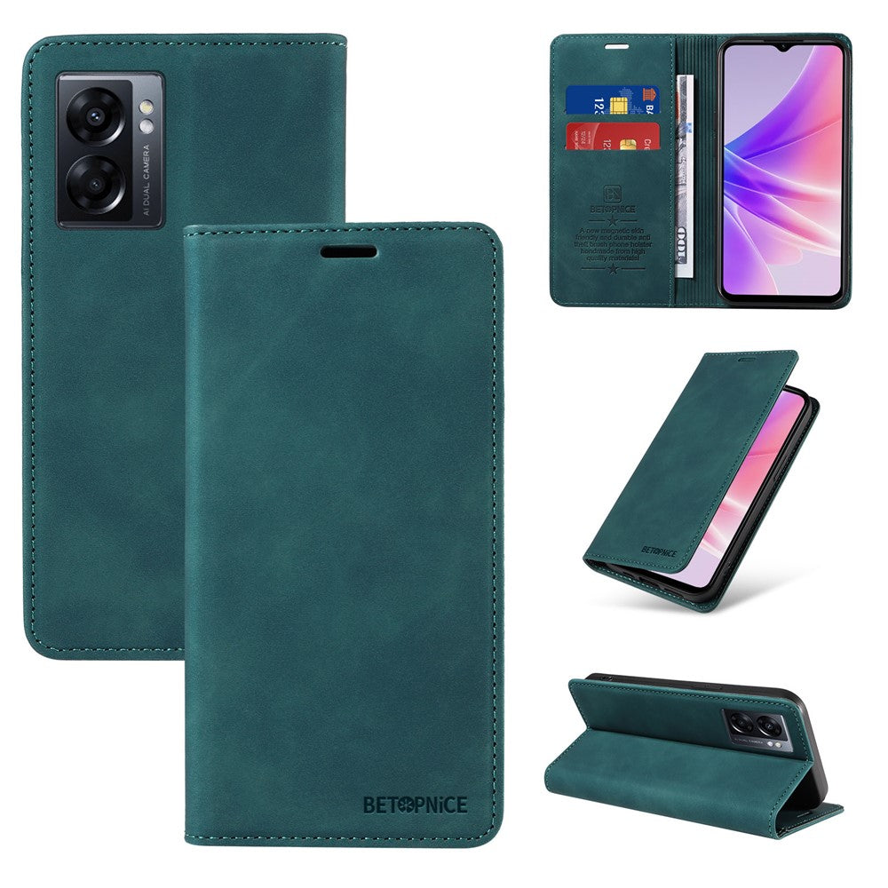 BETOPNICE 003 Läderfodral till Oppo A56s 5G / A57 (2022) 5G / A77 5G / K10 5G / A57 4G / A57e 4G / A57s 4G / A77 4G / Realme Q5i / Narzo 50 5G / V23 5G / OnePlus Nord N20 SE 4G