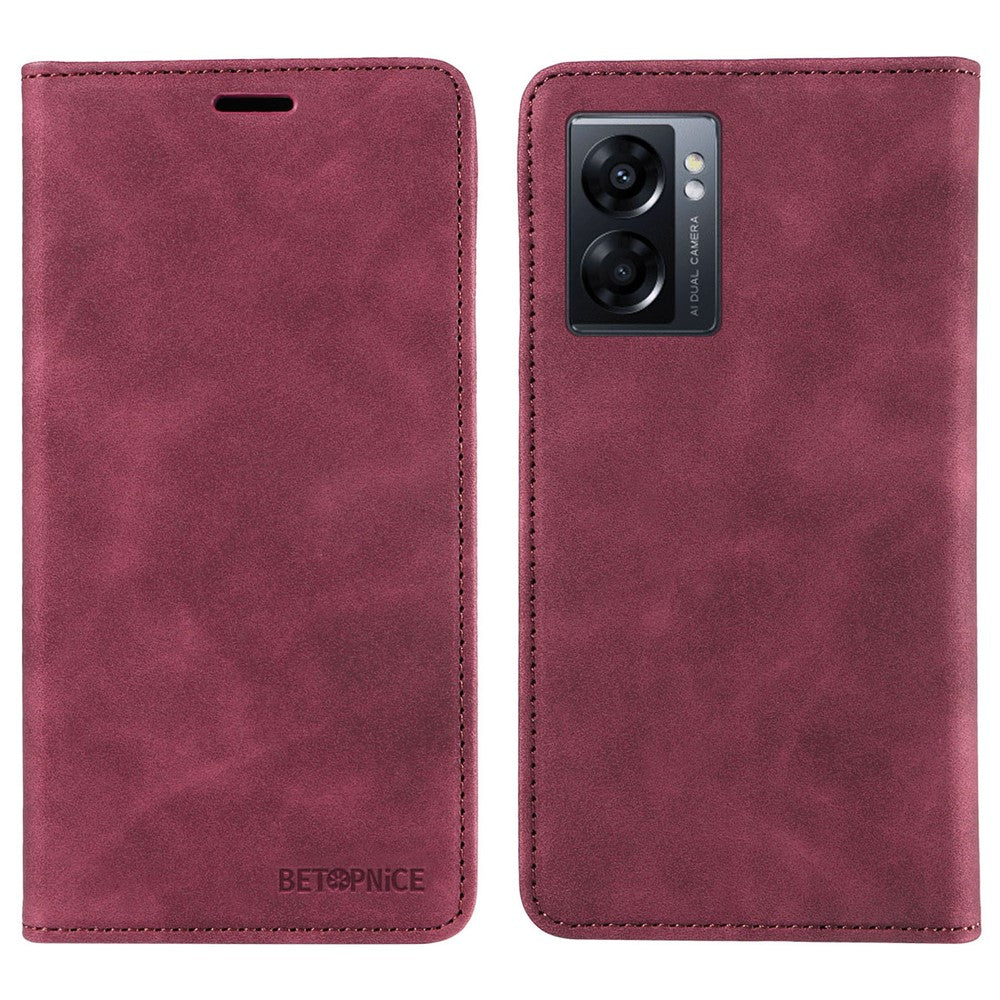 BETOPNICE 003 Läderfodral till Oppo A56s 5G / A57 (2022) 5G / A77 5G / K10 5G / A57 4G / A57e 4G / A57s 4G / A77 4G / Realme Q5i / Narzo 50 5G / V23 5G / OnePlus Nord N20 SE 4G