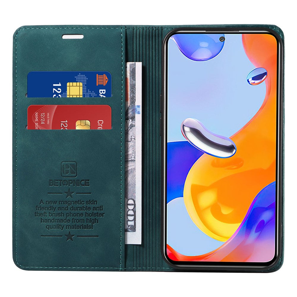 BETOPNICE 003 For Xiaomi Redmi Note 11 4G (Qualcomm) / Note 11S 4G PU Leather RFID Blocking Drop Proof Phone Case