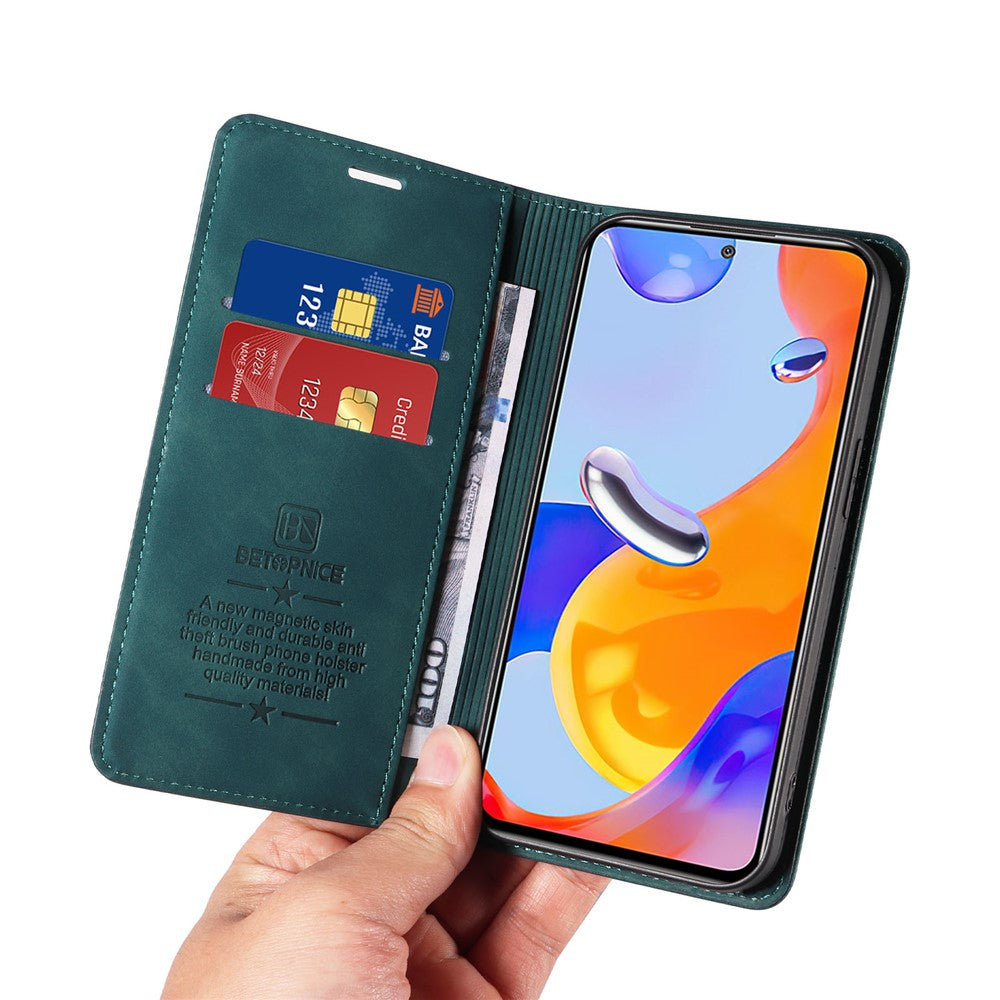 BETOPNICE 003 For Xiaomi Redmi Note 11 4G (Qualcomm) / Note 11S 4G PU Leather RFID Blocking Drop Proof Phone Case