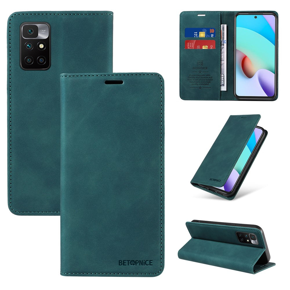 BETOPNICE 003 RFID-blokerende læderetui til Xiaomi Redmi Note 11 4G (MediaTek) / Redmi 10 4G (2021) / Redmi 10 2022 4G / 10 Prime