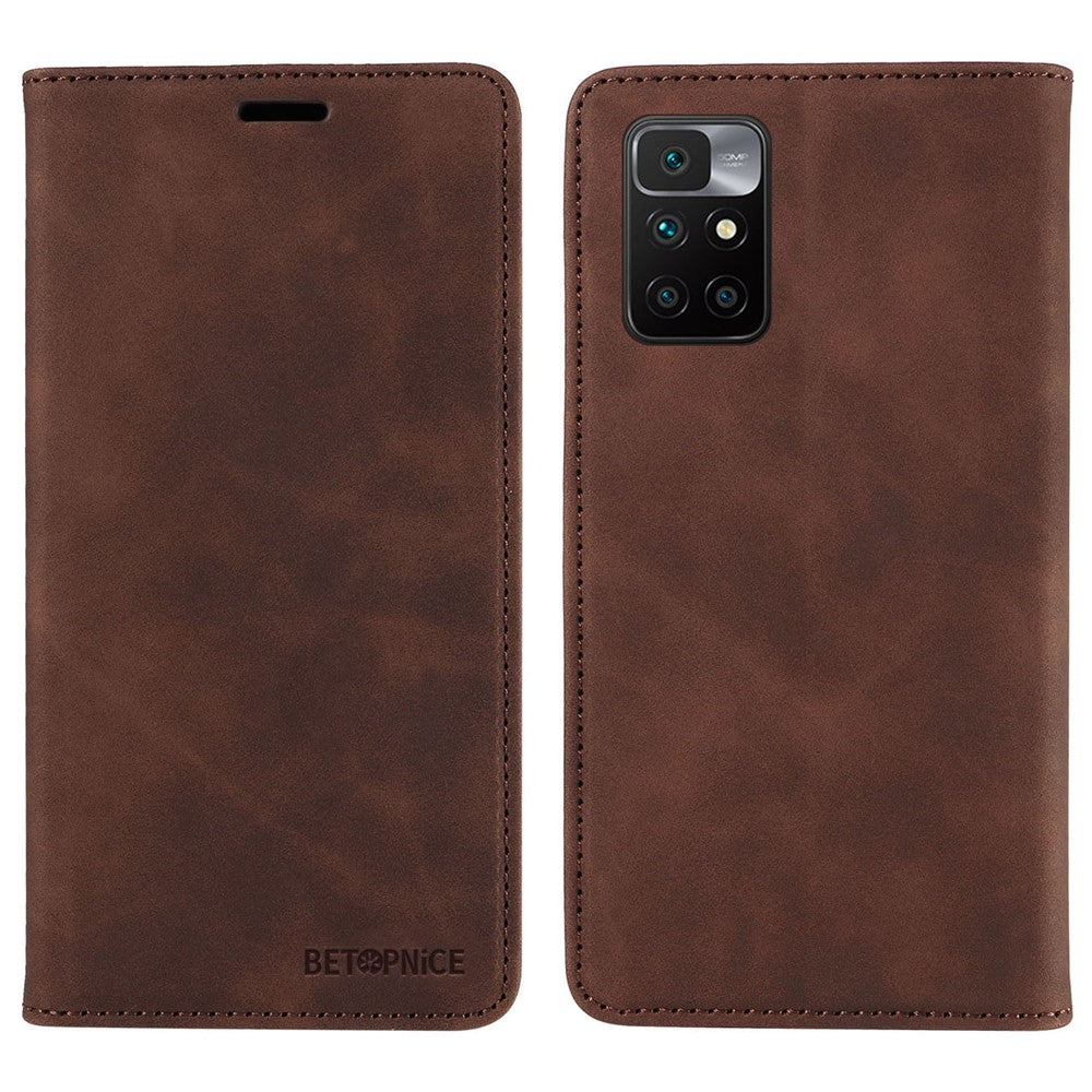BETOPNICE 003 RFID-blokerende læderetui til Xiaomi Redmi Note 11 4G (MediaTek) / Redmi 10 4G (2021) / Redmi 10 2022 4G / 10 Prime