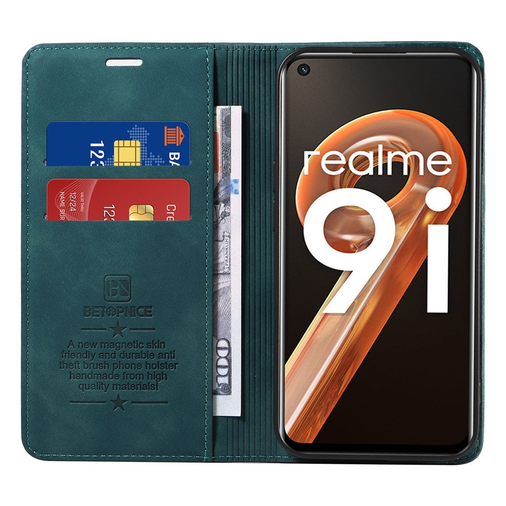 BETOPNICE 003 For Oppo A36 / A76 / A96 4G / K10 4G / Realme 9i 4G Leather Phone Case Wallet Shell RFID Blocking Stand Cover