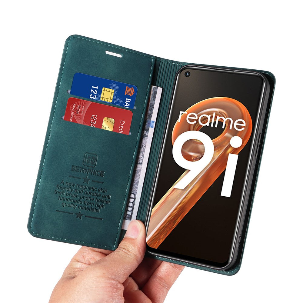 BETOPNICE 003 For Oppo A36 / A76 / A96 4G / K10 4G / Realme 9i 4G Leather Phone Case Wallet Shell RFID Blocking Stand Cover