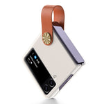 GKK Strap Kickstand Case for Samsung Galaxy Z Flip4 5G Anti-Drop Phone Cover PU Leather Coated Hard PC Case