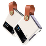 GKK Strap Kickstand Case for Samsung Galaxy Z Flip4 5G Anti-Drop Phone Cover PU Leather Coated Hard PC Case