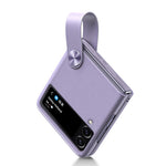 GKK Strap Kickstand Case for Samsung Galaxy Z Flip4 5G Anti-Drop Phone Cover PU Leather Coated Hard PC Case