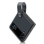 GKK Strap Kickstand Case for Samsung Galaxy Z Flip4 5G Anti-Drop Phone Cover PU Leather Coated Hard PC Case