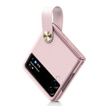 GKK Strap Kickstand Case for Samsung Galaxy Z Flip4 5G Anti-Drop Phone Cover PU Leather Coated Hard PC Case