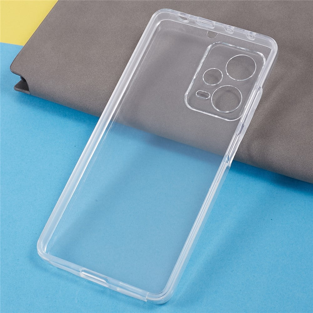 For Xiaomi Redmi Note 12 Pro+ 5G Phone Case TPU Frame+Acrylic Back+PET Screen Protector Transparent Cover