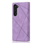 For Samsung Galaxy Z Fold5 5G Wallet Flip Case PU Leather Lines Imprinted Zipper Pocket Stand Phone Cover