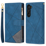 For Samsung Galaxy Z Fold5 5G Wallet Flip Case PU Leather Lines Imprinted Zipper Pocket Stand Phone Cover